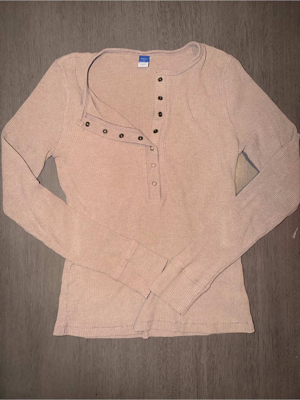 Long Sleeve Henley Top in Light Beige - Women